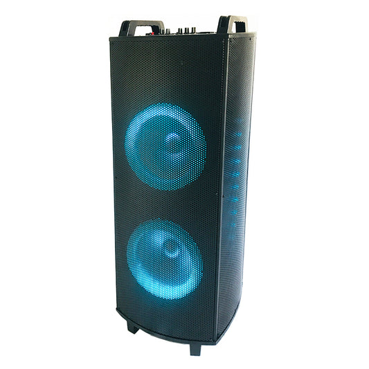 2×10"big power wooden active speaker with good sound quality and beautiful led light