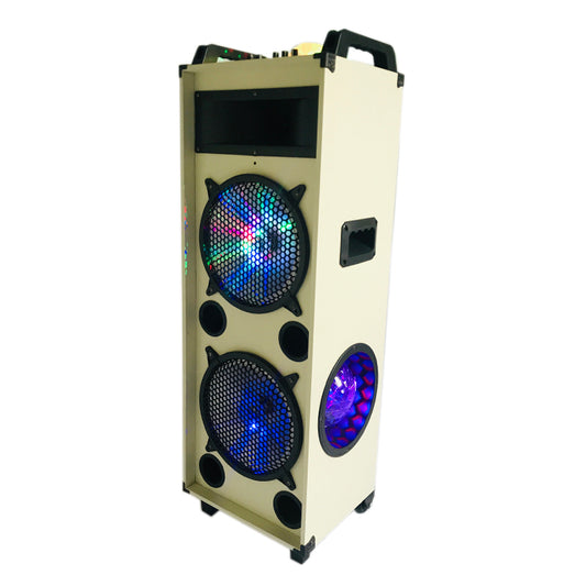 2×10"Factory OEM/ODM Double 10 inch wooden professional trolley speaker with flashing led light