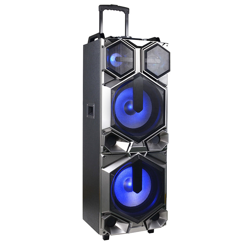 2×12“ Big Power Loud Wooden Trolley Speaker With Flashing Laser Liglt