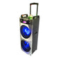 2×10"Wooden Stage Professional Amplifier System Trolley Rechargeable Speaker with Disco Light