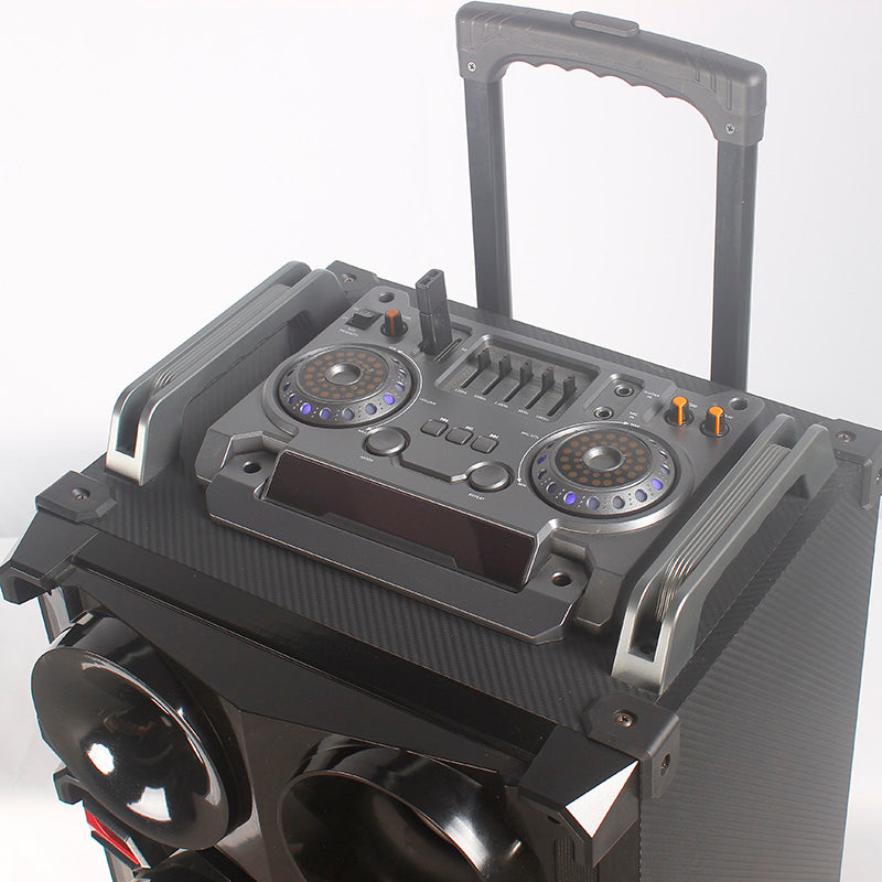 2×12“ good sound DJ party dual 12inch BT wooden trolley speaker