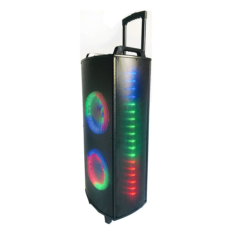 2×10"big power wooden active speaker with good sound quality and beautiful led light