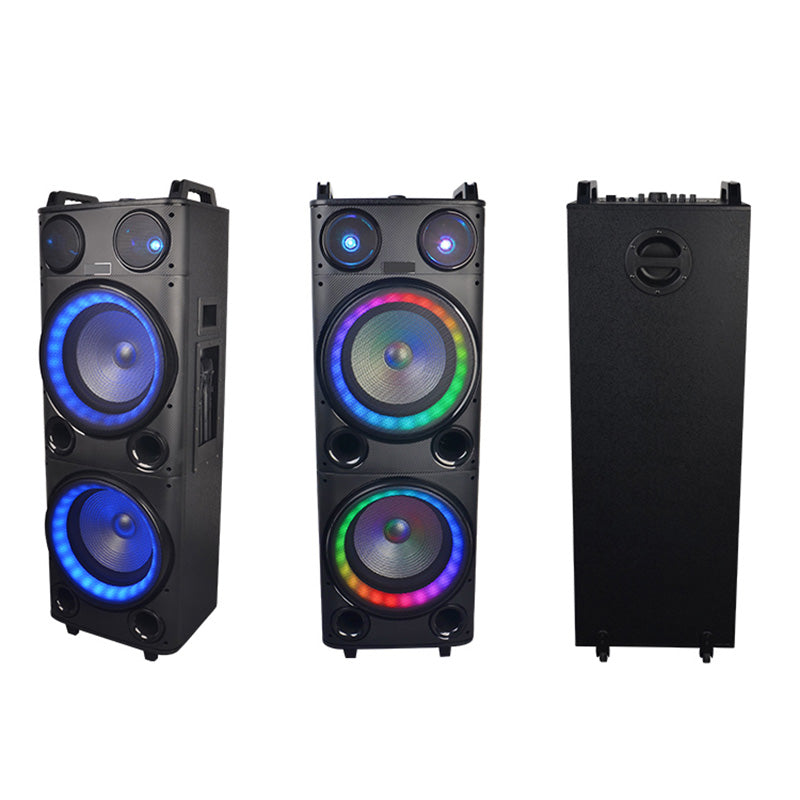 2X10" Super Quality Portable Outdoor Multimedia Wireless Sound Speaker With Colorful Lights