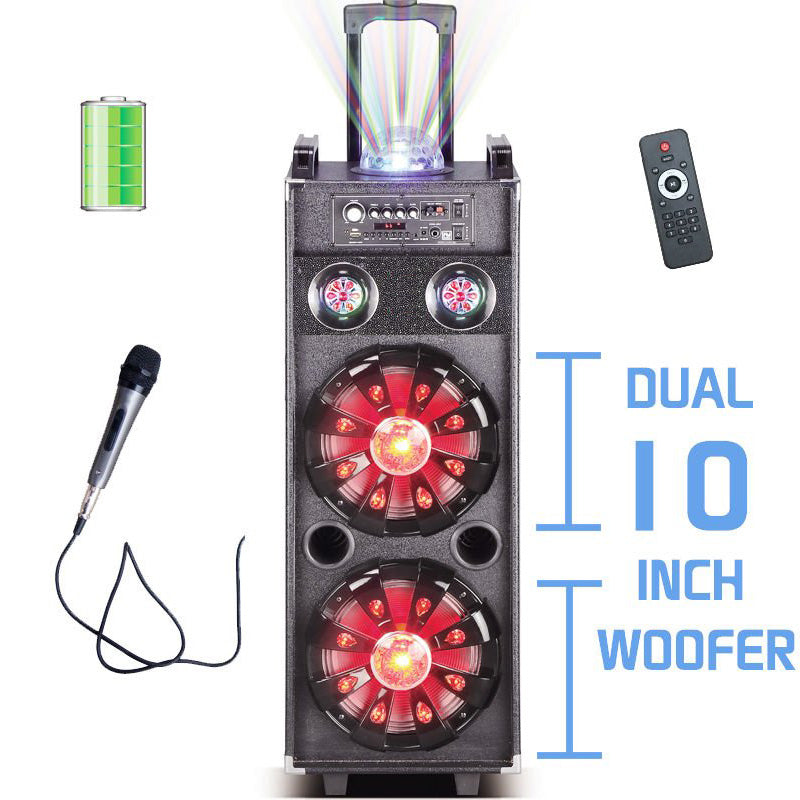 2X10" outdoor portable high-power sound singing BT pull rod speaker