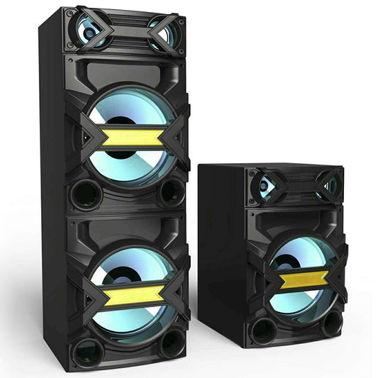 2×10" 60 W BT Party Speaker With LED Light karaoke Bluetooth speaker