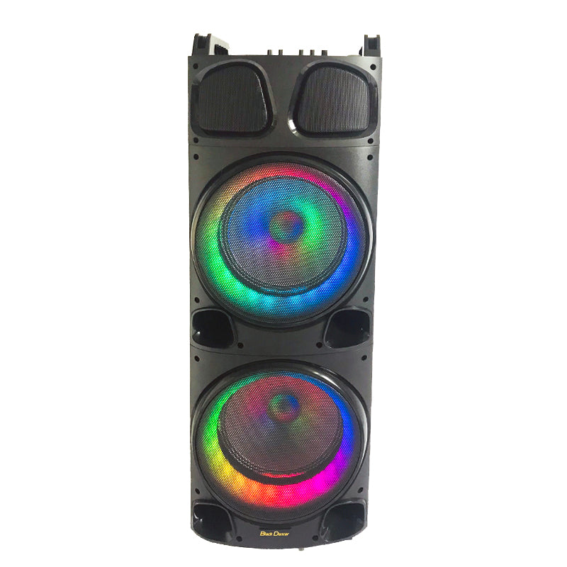 2×10"Popular Karaoke wireless wooden box speaker outdoor led speaker