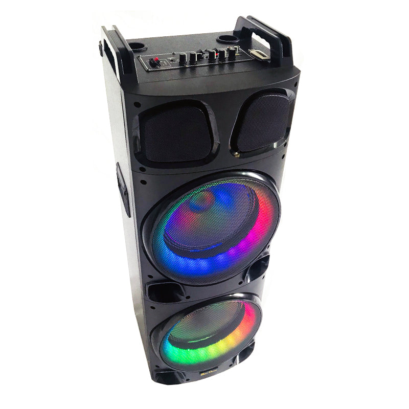 2×10"Popular Karaoke wireless wooden box speaker outdoor led speaker