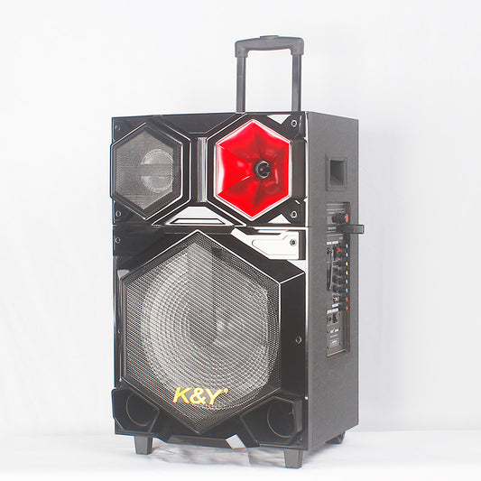 1×15’’ Multimedia Karaoke Dj Party Sound Box Trolley Wooden Cabinet Wireless Bluetooth Speaker