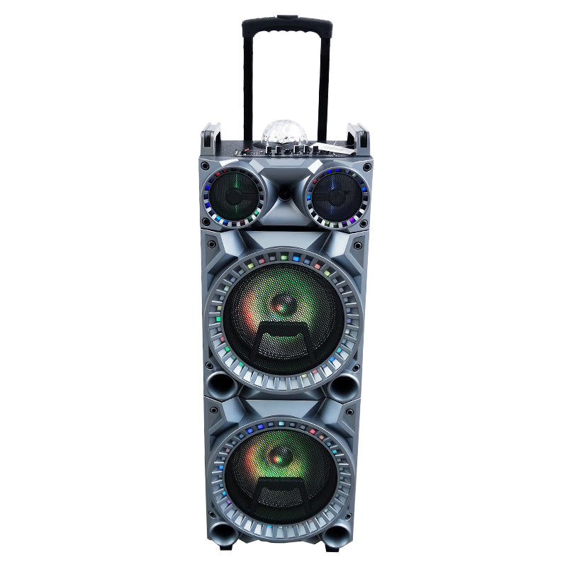 2X10" DJ Party Wireless Trolley Rechargeable Big Speaker