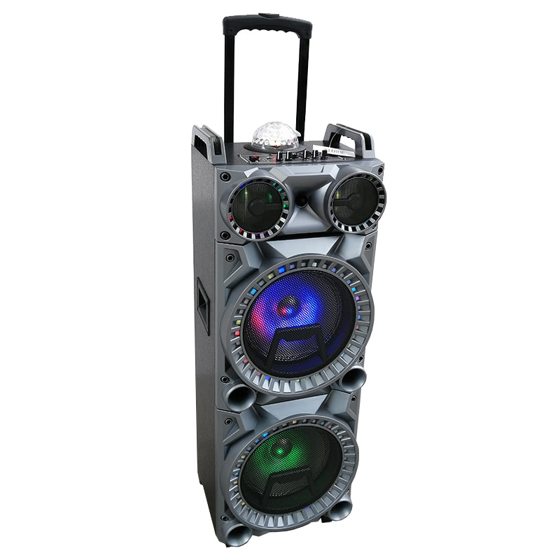2X10" DJ Party Wireless Trolley Rechargeable Big Speaker